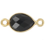 13x8mm gemstone drop spacer - Fine Gold plated - Black Onyx x1|raw }}