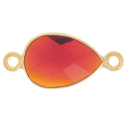 13x8mm imitation gemstone drop spacer - Fine Gold plated - Hydro Garnet x1