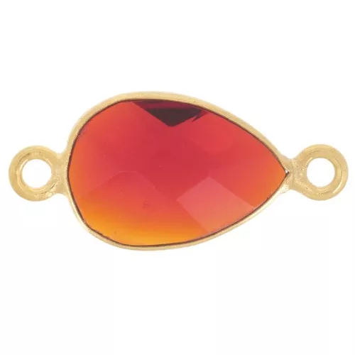 13x8mm imitation gemstone drop spacer - Fine Gold plated - Hydro Garnet x1