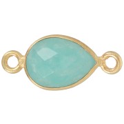 Spacers faceted drop 13x8 mm gemstone - Fine gold plated - Amazonite|raw }}