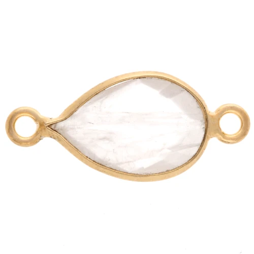 13x8mm gemstone drop spacer - Gilded with fine gold - Rose Quartz x1