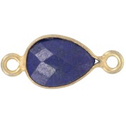 13x8mm gemstone drop spacer - Fine Gold plated - Lapis lazuli x1