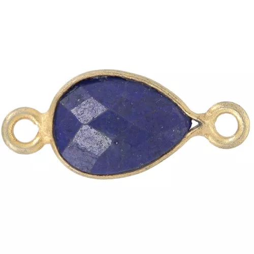 13x8mm gemstone drop spacer - Fine Gold plated - Lapis lazuli x1