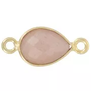 13x8mm gemstone drop spacer - Fine Gold plated - Peach Moonstone x1