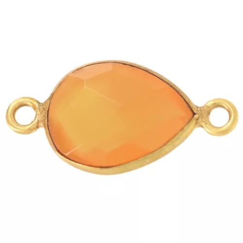 13x8 mm drop spacer in imitation gemstone - Fine gold plated - Carnelian