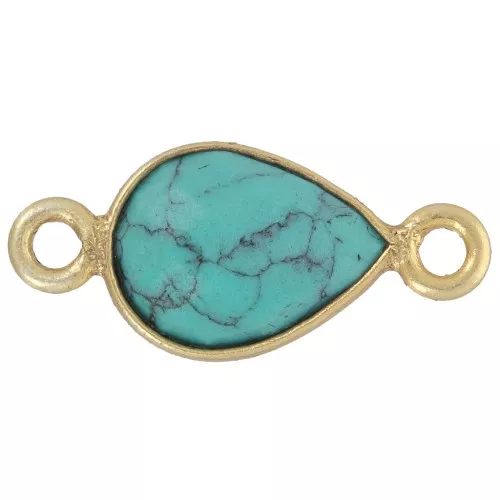 Spacers drop 13x8mm imitation gemstone - Fine gold plated - Turquoise