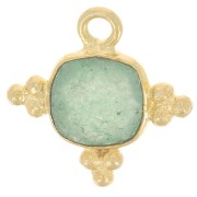 13mm Square Gemstone Charm - Fine Gold Plated - Aventurine x1|raw }}