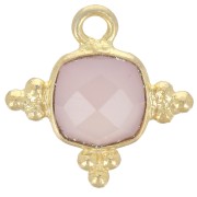 13mm Square Gemstone Charm - Fine Gold Plated - rose Quartz x1|raw }}