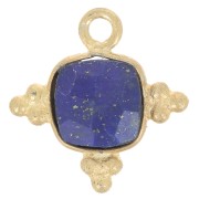 12mm Square Gemstone Charm - Fine Gold Plated - Lapis lazuli x1|raw }}