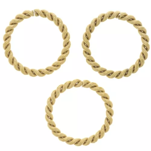 12x1.45mm 304 Stainless Steel Open Round Twisted jump Rings - Gold Tone x10