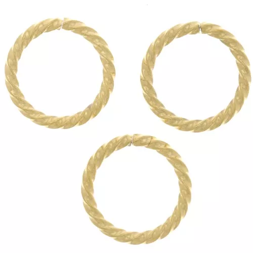 12x1.40mm 304 Stainless Steel Open Round Twisted jump Rings - Gold Tone x10