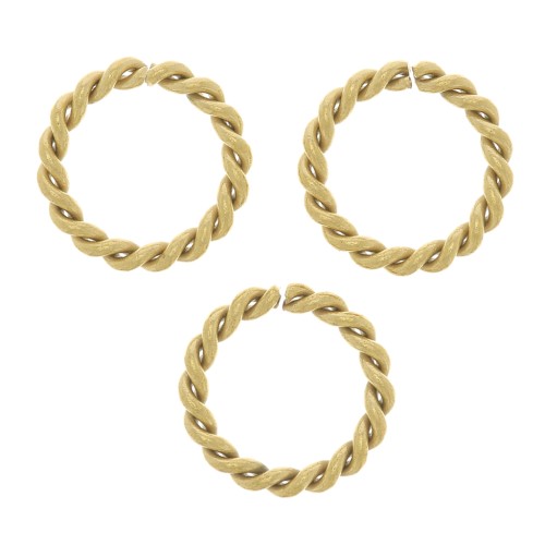 8x1.10mm 304 Stainless Steel Open Round Twisted jump Rings - Gold Tone x10