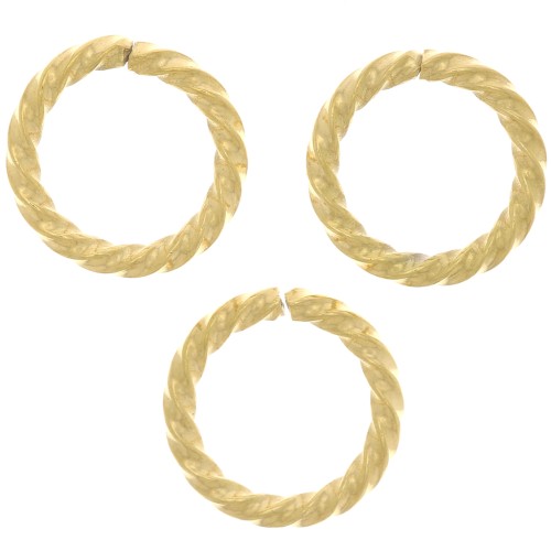 10x1.40mm 304 Stainless Steel Open Round Twisted jump Rings - Gold Tone x10