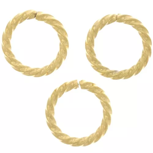 10x1.40mm 304 Stainless Steel Open Round Twisted jump Rings - Gold Tone x10