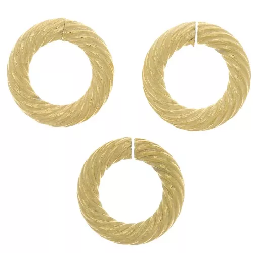 10x2mm 304 stainless steel round striated open jump rings - Gold Tone x10