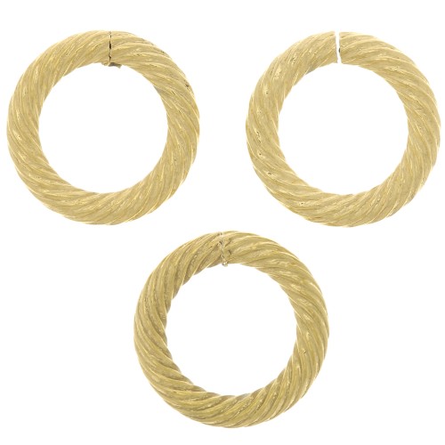 12x2mm 304 stainless steel round striated open jump rings - Gold Tone x10