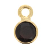 5mm Round faceted charm gemstone - Fine Gold plated - Black Onyx x1