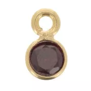 5mm Round faceted charm gemstone - Fine Gold plated - Garnet x1