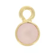 5mm Round faceted charm gemstone - Fine Gold plated - Rose Quartz x1