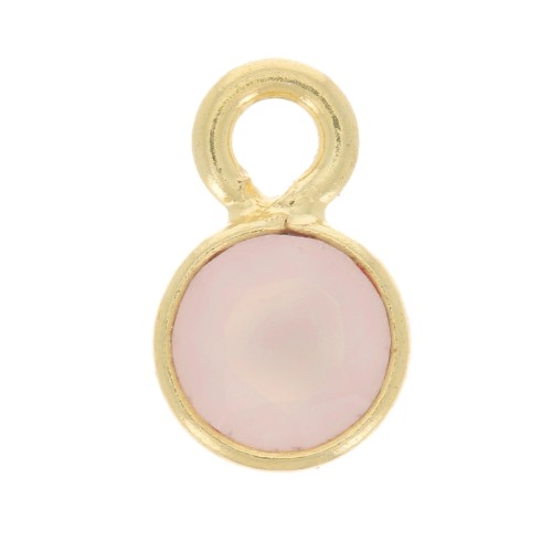 5mm Round faceted charm gemstone - Fine Gold plated - Rose Quartz x1