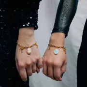 5mm Round faceted charm gemstone - Fine Gold plated - Rose Quartz x1