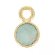 5mm Round faceted charm gemstone - Fine Gold plated - Amazonite x1
