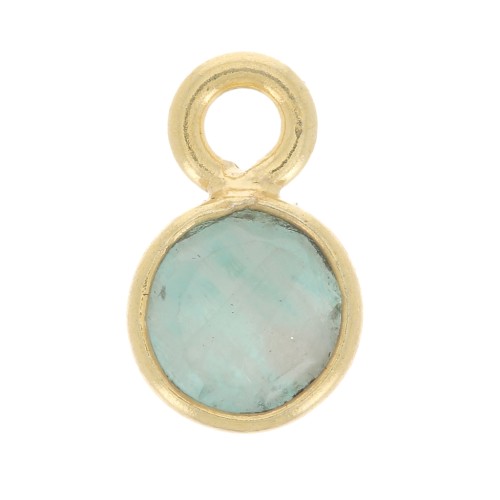 5mm Round faceted charm gemstone - Fine Gold plated - Amazonite x1