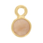 5mm Round faceted charm gemstone - Fine Gold plated - Peach Moonstone x1