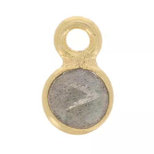 5mm Round faceted charm gemstone - Fine Gold plated - Labradorite x1