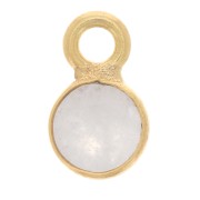 4mm Round faceted charm gemstone - Fine Gold plated - Moonstone x1