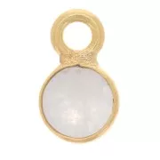 4mm Round faceted charm gemstone - Fine Gold plated - Moonstone x1