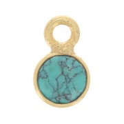 5mm Round faceted charm imitation gemstone - Fine Gold plated - Turquoise x1
