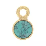 5mm Round faceted charm imitation gemstone - Fine Gold plated - Turquoise x1