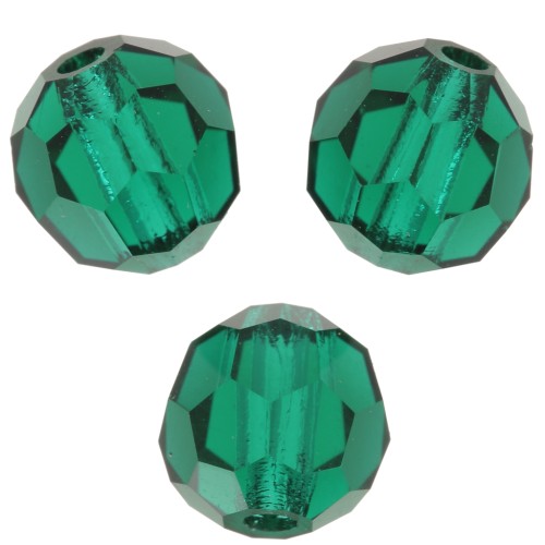5mm Preciosa Crystal Round Faceted beads - Emerald x15