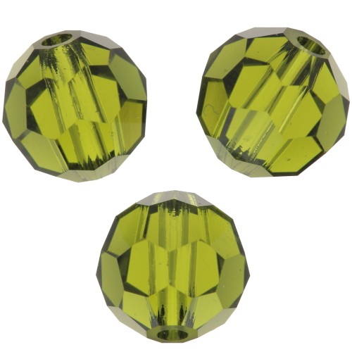 6mm Preciosa Crystal Rounds - Olivine x6