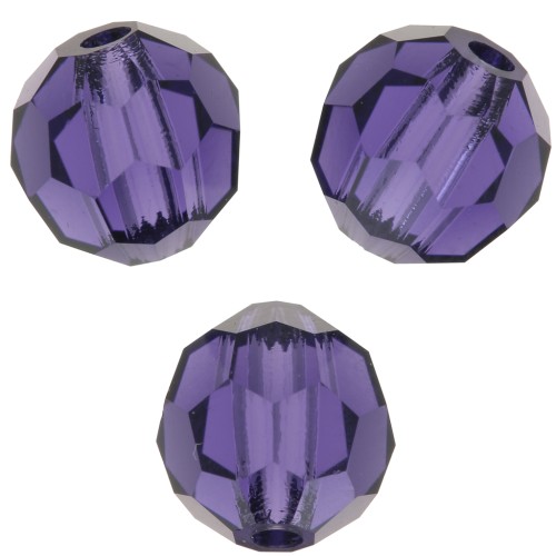6mm Preciosa Crystal Rounds - Deep Tanzanite x6