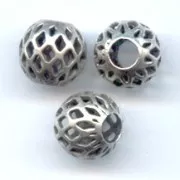 Filigreed balls 8mm Old Silver tone x5