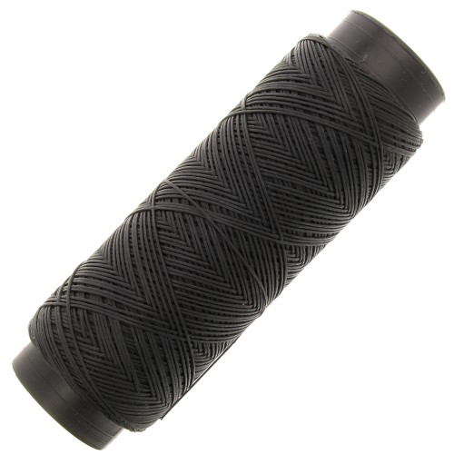 0.6mm Flat waxed polyester thread - Slam Cord for micro macramé - Black x100m