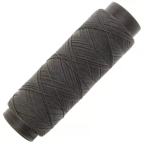 0.6mm Flat waxed polyester thread - Slam Cord for micro macramé - Dark Grey x100m