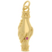 23x8mm Intertwined hands pendant with  zirconium oxide - Gold Tone - Fuchsia x1|raw }}