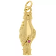 23x8mm Intertwined hands pendant with zirconium oxide - Gold Tone - Fuchsia x1