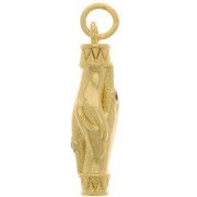 23x8mm Intertwined hands pendant with  zirconium oxide - Gold Tone - Fuchsia x1