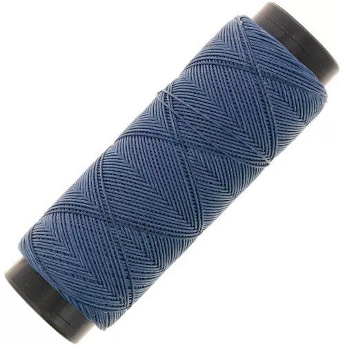 0.6mm Flat waxed polyester thread - Slam Cord for micro macramé - Denim x100m
