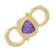 18.5x8mm double opening design clasp with zirconium oxide - Gold Tone - Purple x1