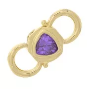 18.5x8mm double opening design clasp with zirconium oxide - Gold Tone - Purple x1