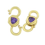 18.5x8mm double opening design clasp with zirconium oxide - Gold Tone - Purple x1