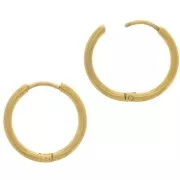 18mm Stainless Steel 304L Round Leverback hoop earrings to decorate - Gold Tone x2