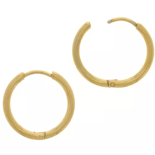 18mm Stainless Steel 304L Round Leverback hoop earrings to decorate - Gold Tone x2