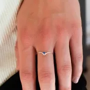 925 Sterling Silver chevron Ring for cabochon 1088 2.2 mm - Size 57 x1