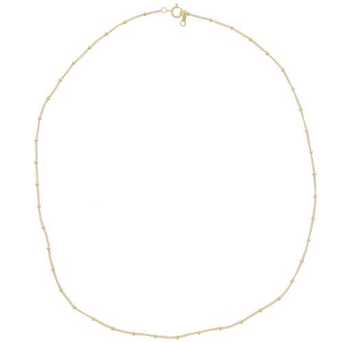 Necklace with curb chain and alternating round beads 2 mm Gold filled (gold laminated) x46cm